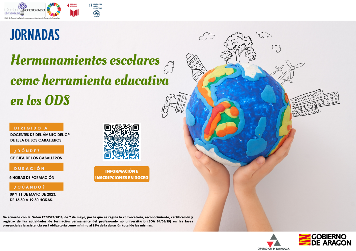 cartel de la jornada de Hermanamientos escolares como herramienta educativa en los ODS. CP Ejea